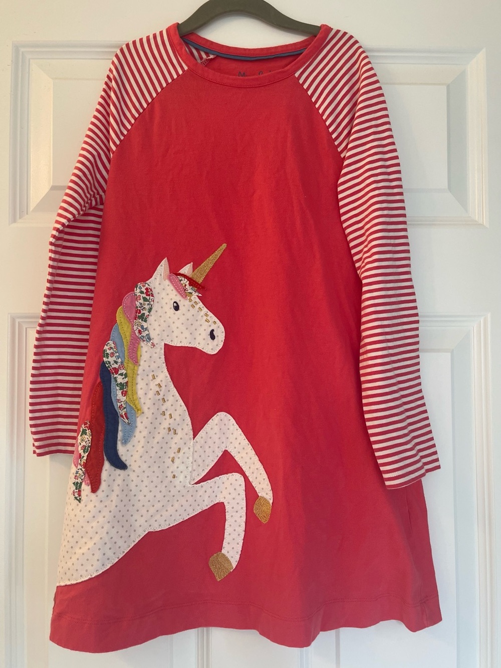 Mini Boden unicorn appliqué dress 7/8
